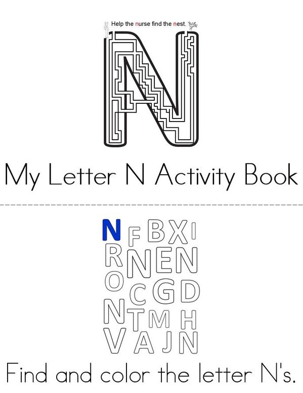 Letter N Activity Book Mini Book - Sheet 1