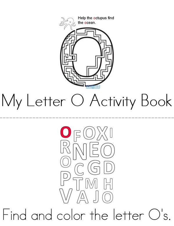 Letter O Activity Book Mini Book - Sheet 1
