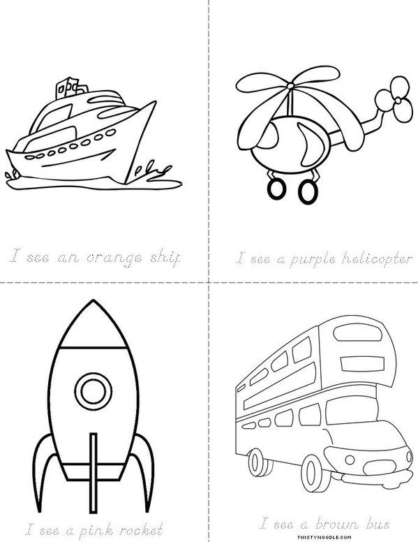 Transport colour book Mini Book - Sheet 2