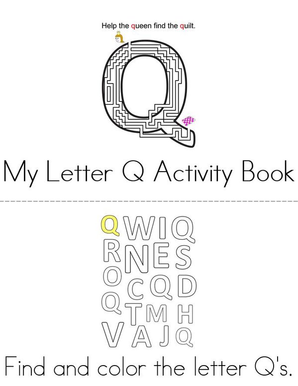 Letter Q Activity Book Mini Book - Sheet 1
