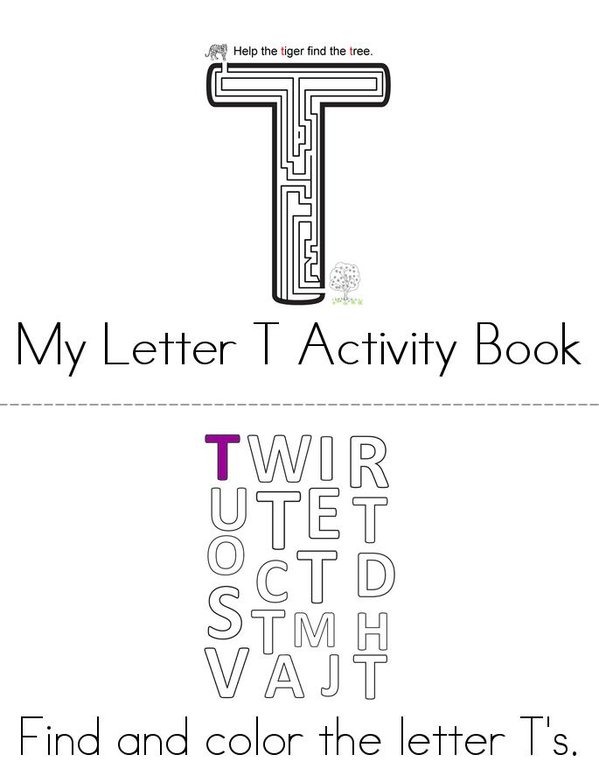 Letter T Activity Book Mini Book - Sheet 1