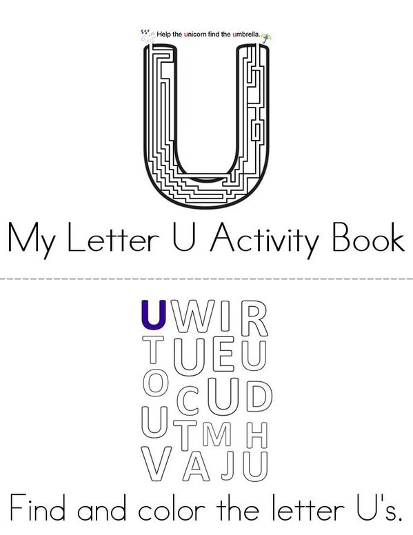 Letter U Activity Book Mini Book - Sheet 1