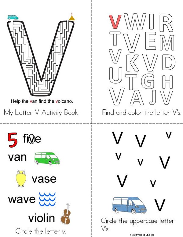 Letter V Activity Book Mini Book