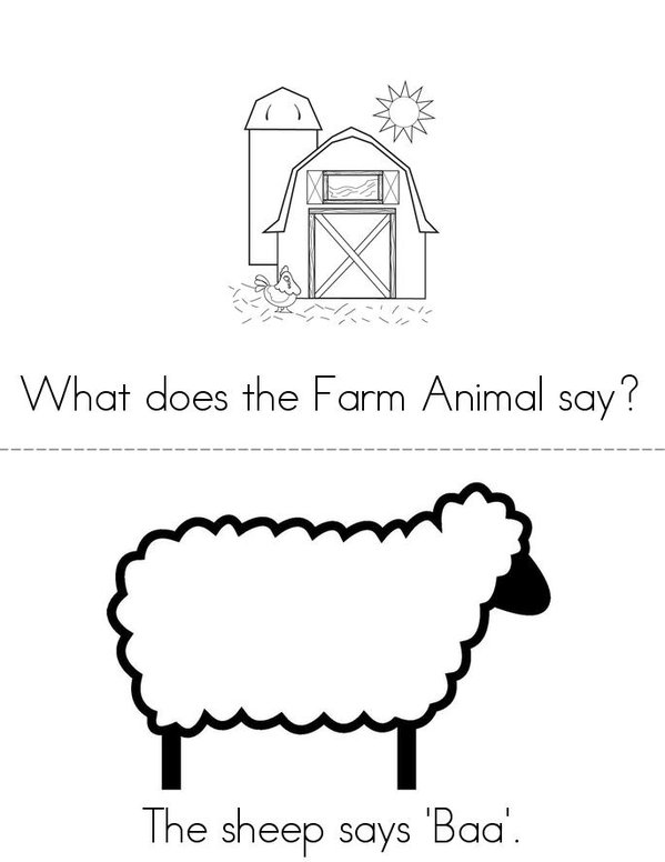 Farm Animal Sounds Mini Book - Sheet 1