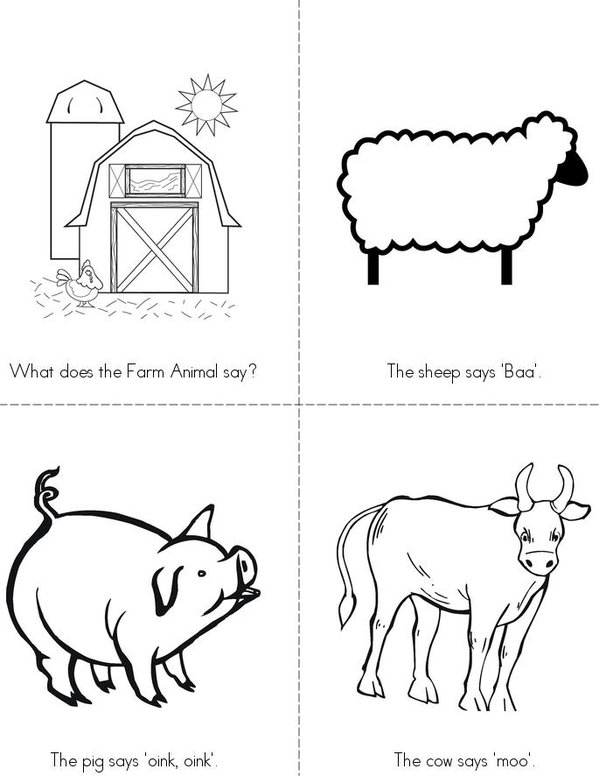 Farm Animal Sounds Mini Book - Sheet 1