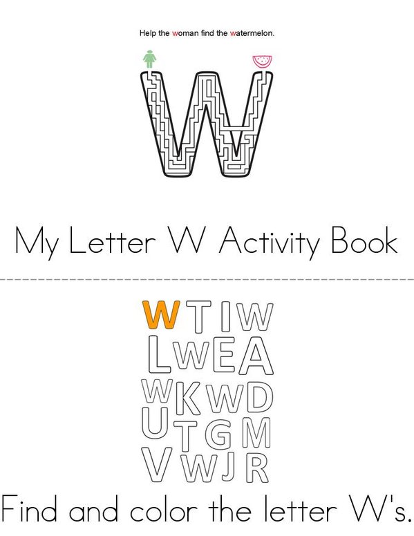 Letter W Activity Book Mini Book - Sheet 1