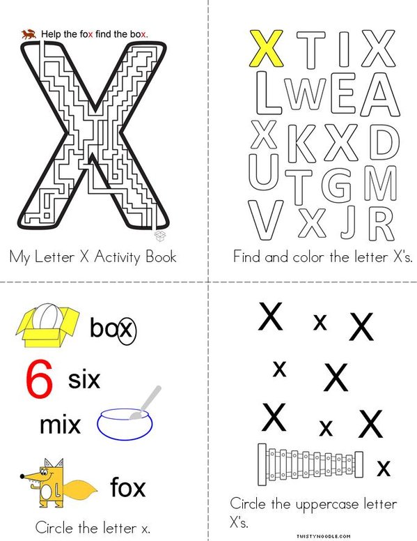 letter x activity book twisty noodle