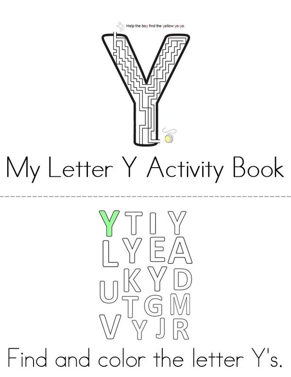 Letter Y Activity Book Mini Book - Sheet 1