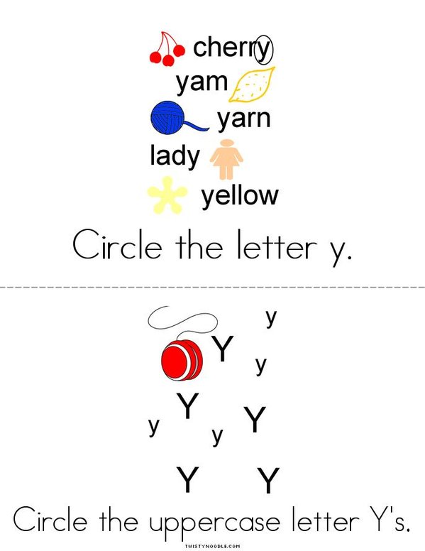 Letter Y Activity Book Mini Book - Sheet 2