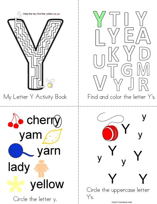 Letter Y Activity Book Mini Book