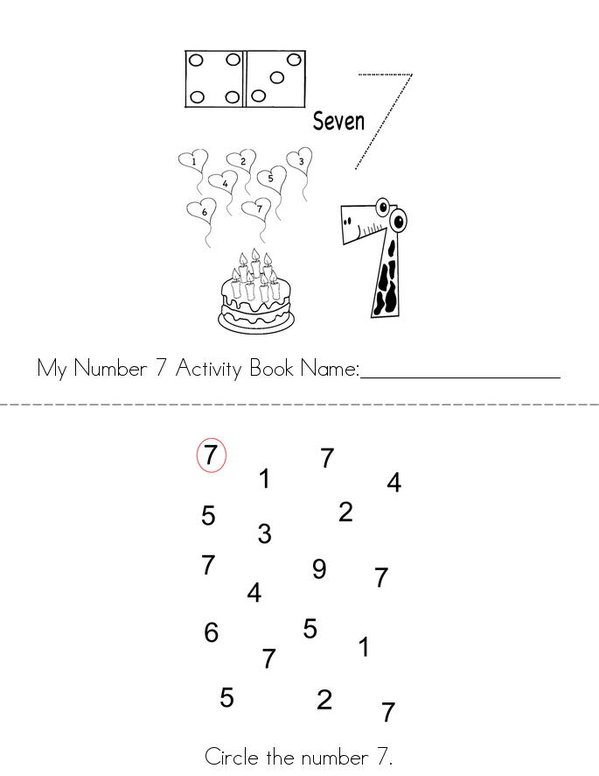 Number 7 Activity Book Mini Book - Sheet 1