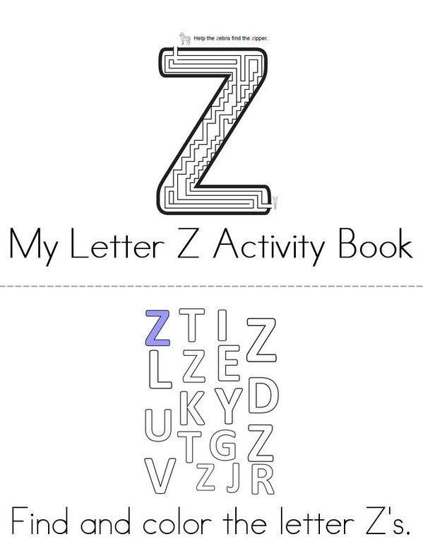 Letter Z Activity Book Mini Book - Sheet 1