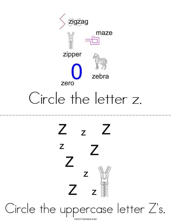 Letter Z Activity Book Mini Book - Sheet 2