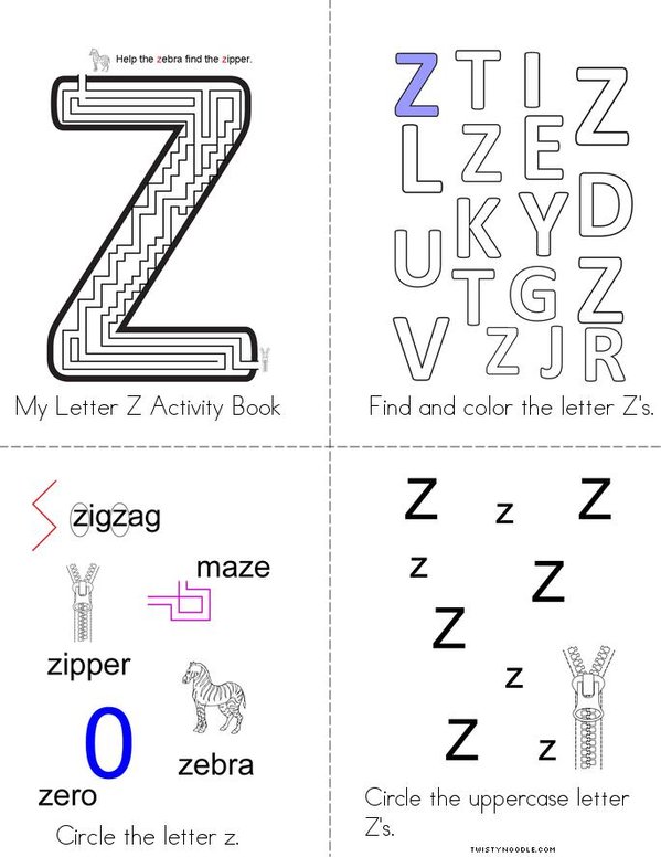 letter z activity book  twisty noodle