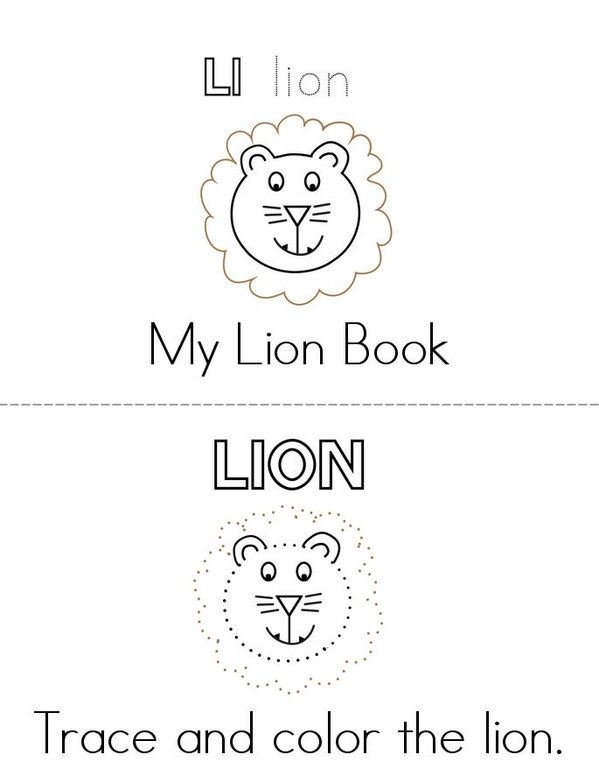 My Lion Book Mini Book - Sheet 1