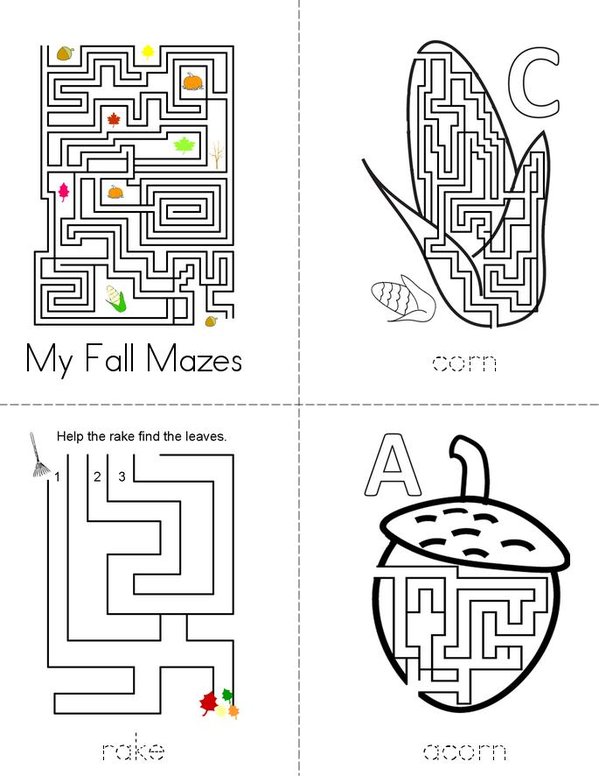 My Fall Mazes Mini Book - Sheet 1
