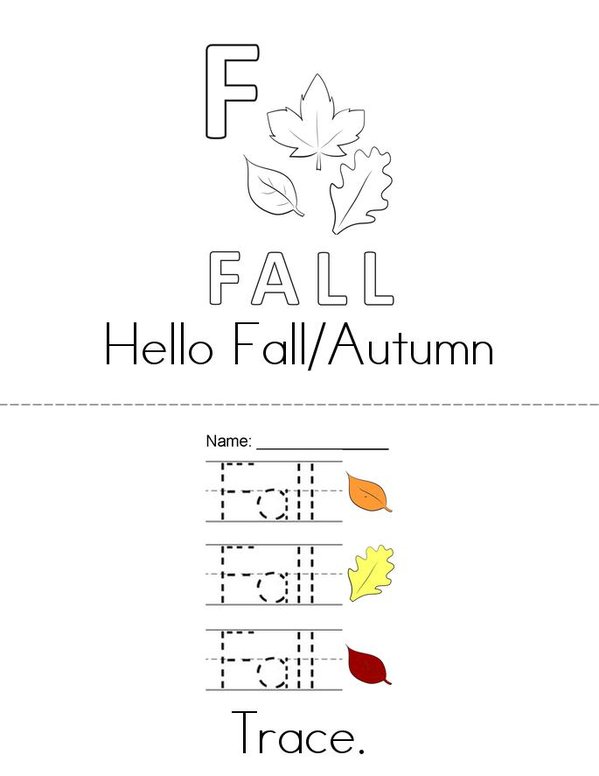 Hello Fall/Autumn Mini Book - Sheet 1