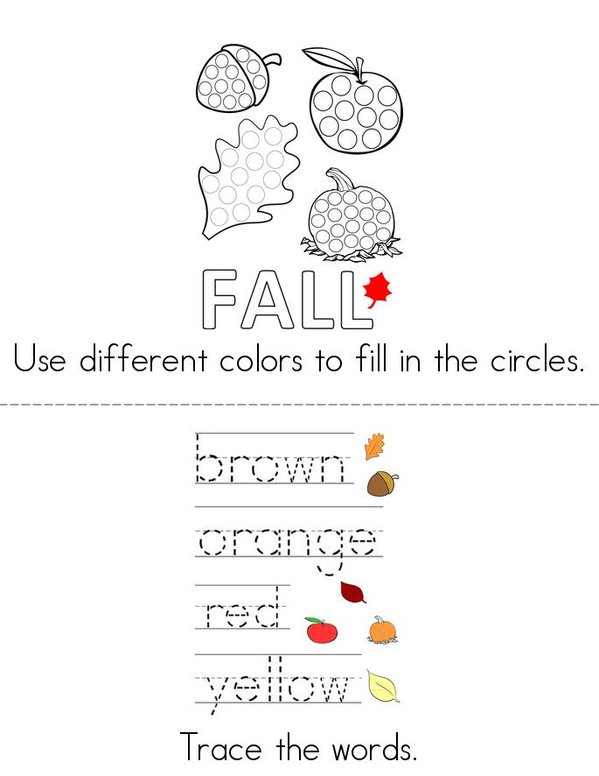 Hello Fall/Autumn Mini Book - Sheet 2