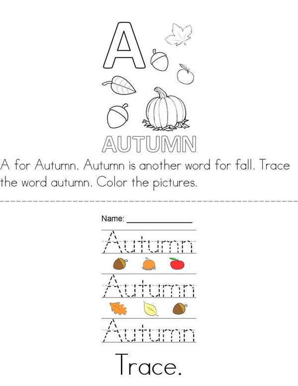 Hello Fall/Autumn Mini Book - Sheet 3