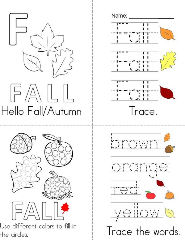 Hello Fall/Autumn Mini Book - Sheet 1