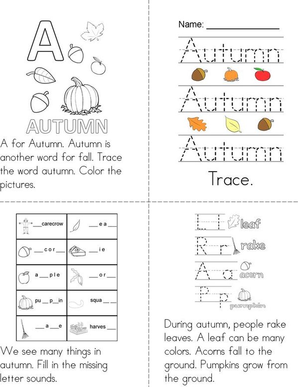 Hello Fall/Autumn Mini Book - Sheet 2