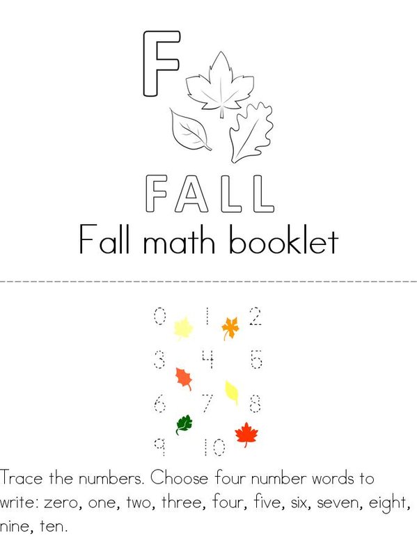 Fall Math Mini Book - Sheet 1