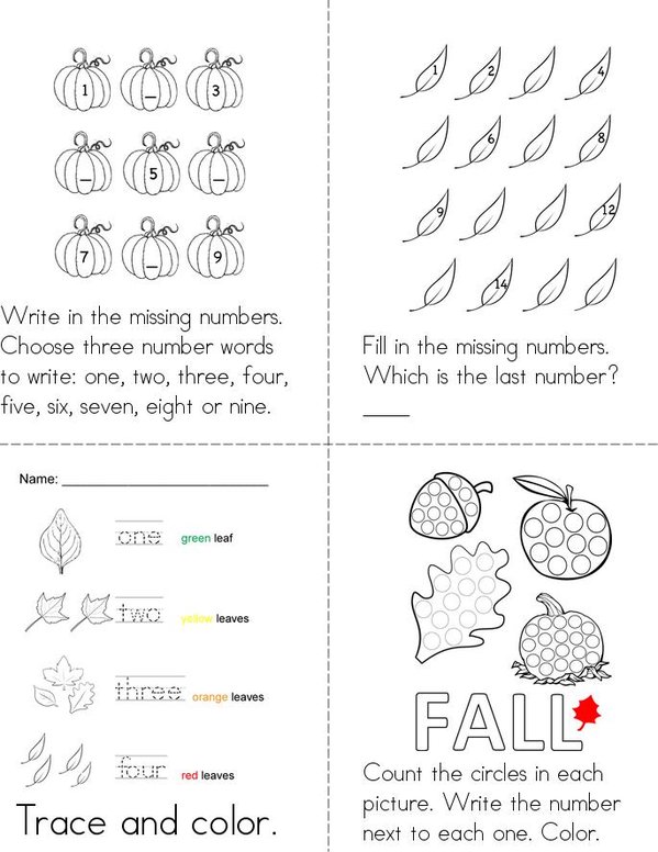 Fall Math Mini Book - Sheet 2