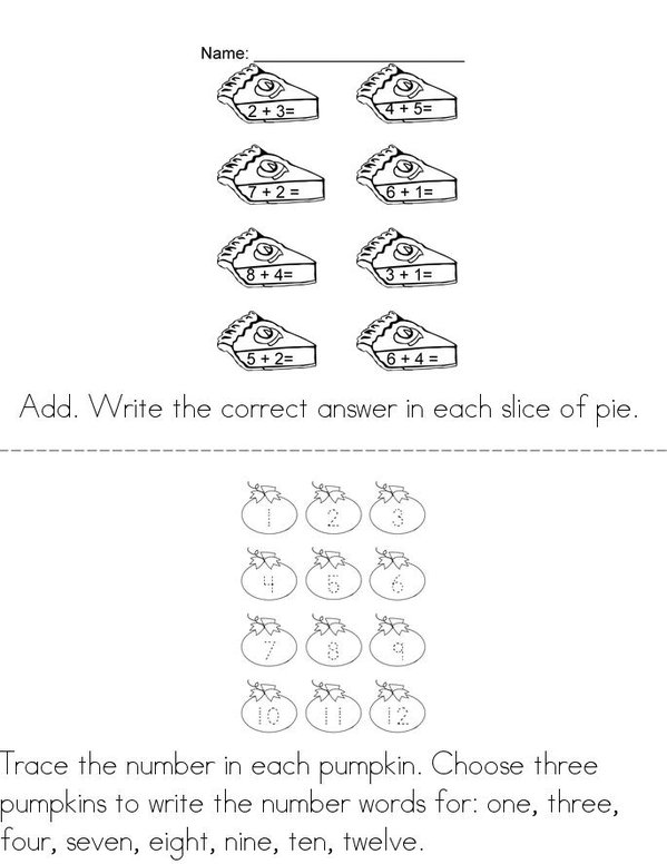 November Math Mini Book - Sheet 3