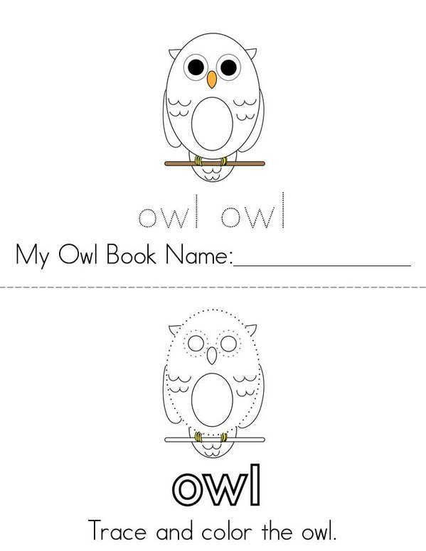 Owl Book Mini Book - Sheet 1