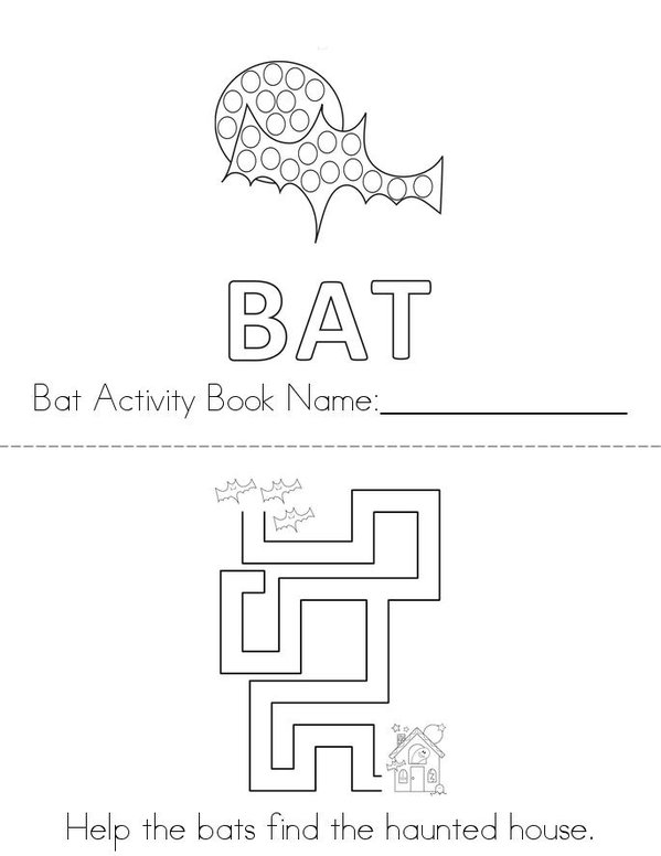 Bat Activity Book Mini Book - Sheet 1