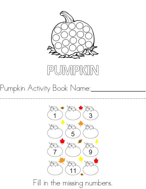Pumpkin Activity Book Mini Book - Sheet 1