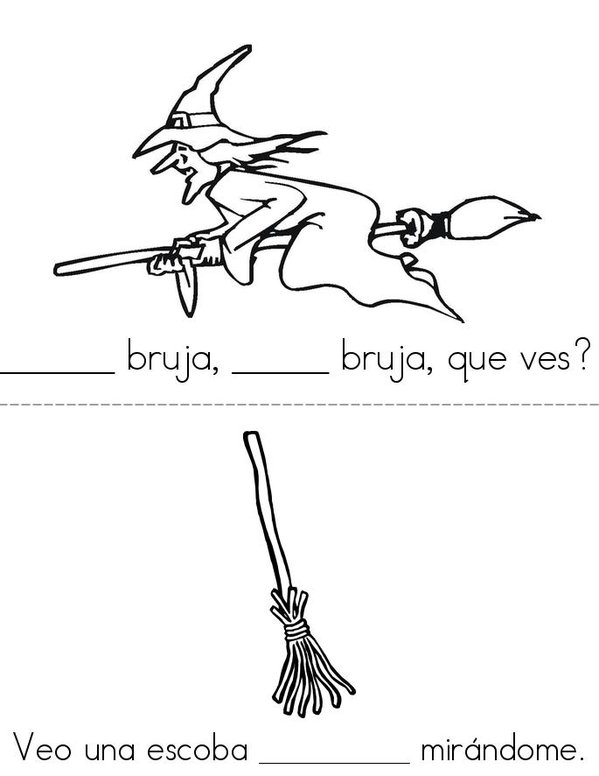 Green Witch in Spanish Mini Book - Sheet 1