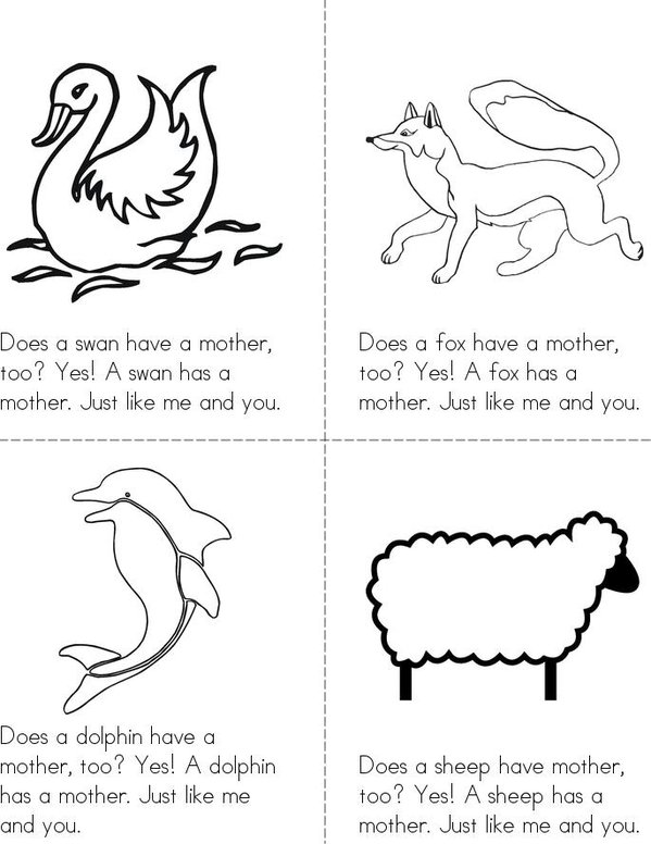 Does a Kangaroo Have a Mother Too Mini Book - Sheet 2