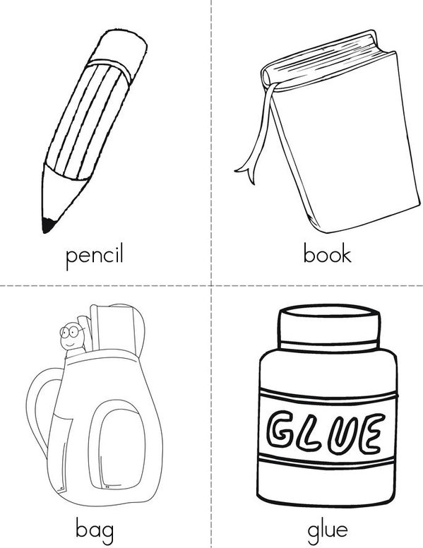 School supplies Mini Book - Sheet 1