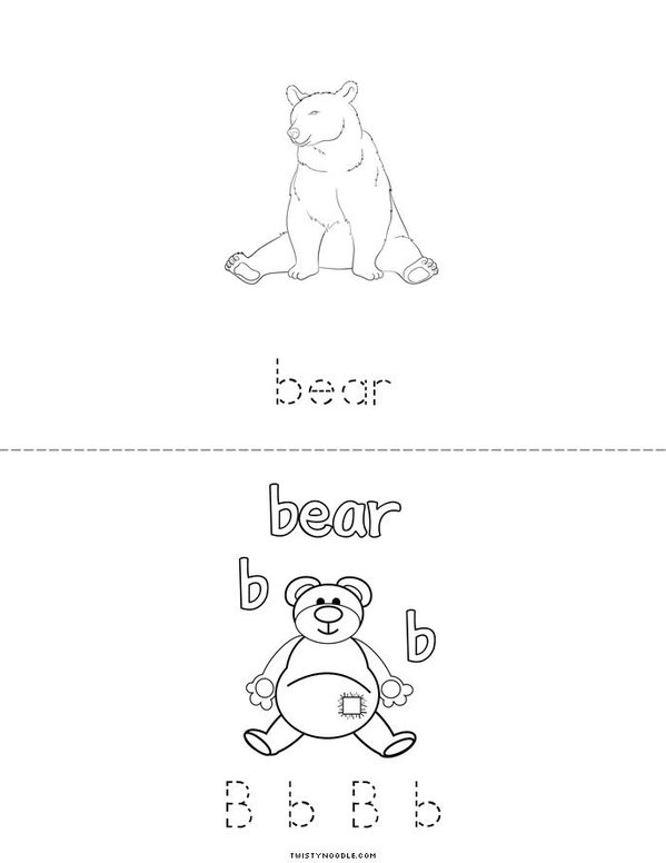 B is for Bear Mini Book - Sheet 2