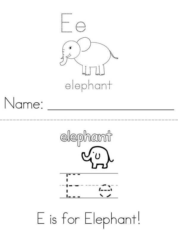 E is for Elephant Mini Book - Sheet 1