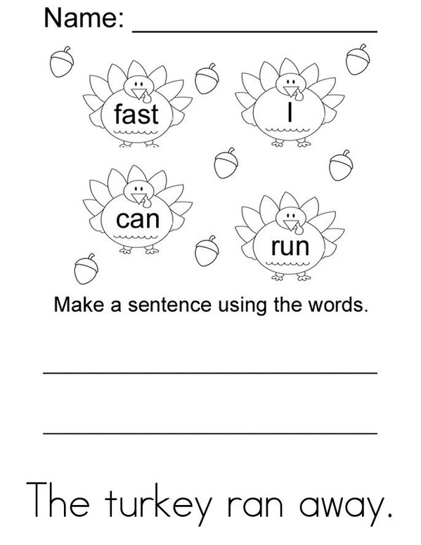 Turkey Mini Book - Sheet 2