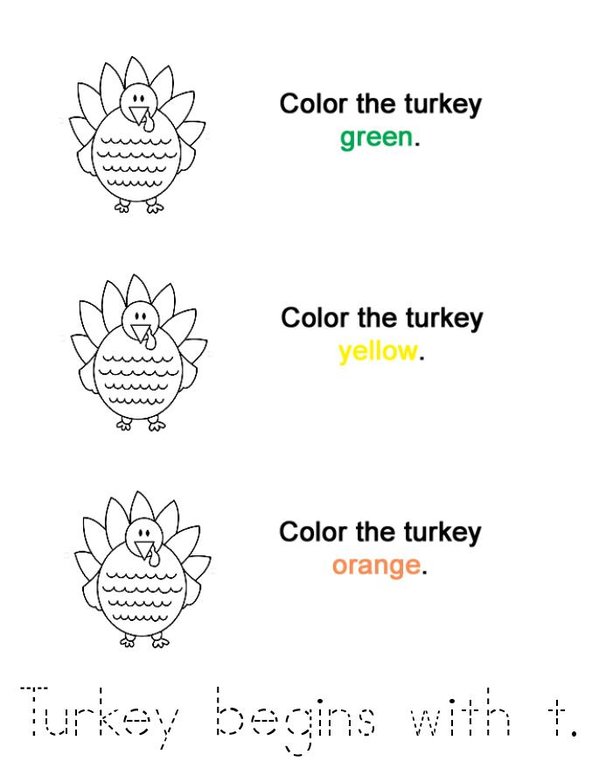 Turkey Mini Book - Sheet 3