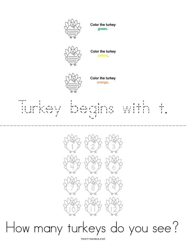 Turkey Mini Book - Sheet 2