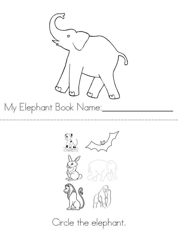 My Elephant Book Mini Book - Sheet 1