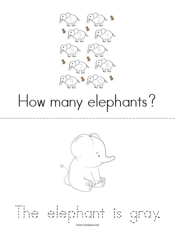 My Elephant Book Mini Book - Sheet 2