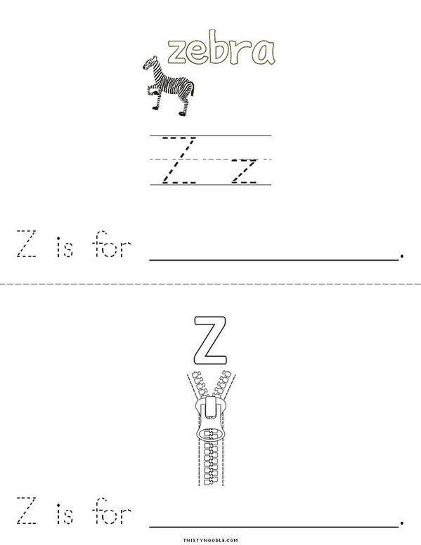 My Letter Z Book Mini Book - Sheet 2