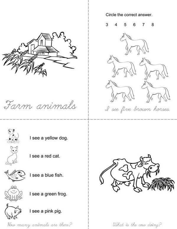 Farm Animals Mini Book - Sheet 1