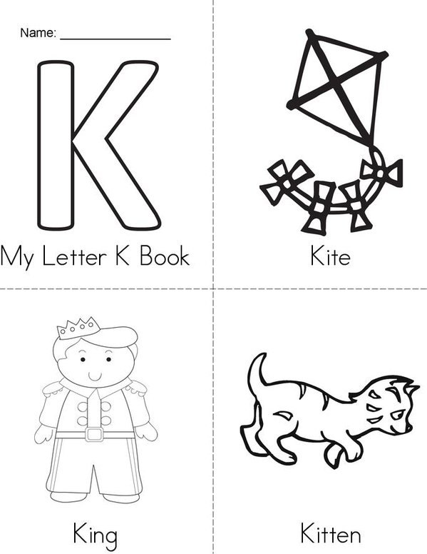 My Letter K Book Mini Book - Sheet 1