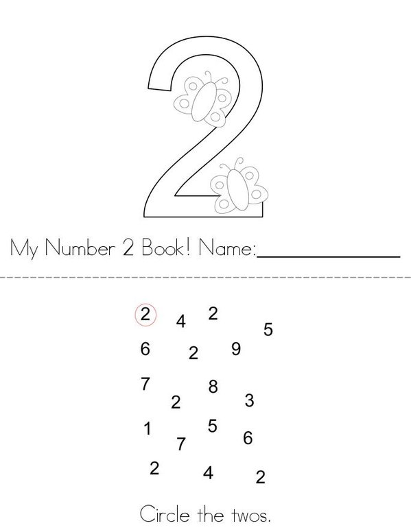 Number 2 Mini Book - Sheet 1