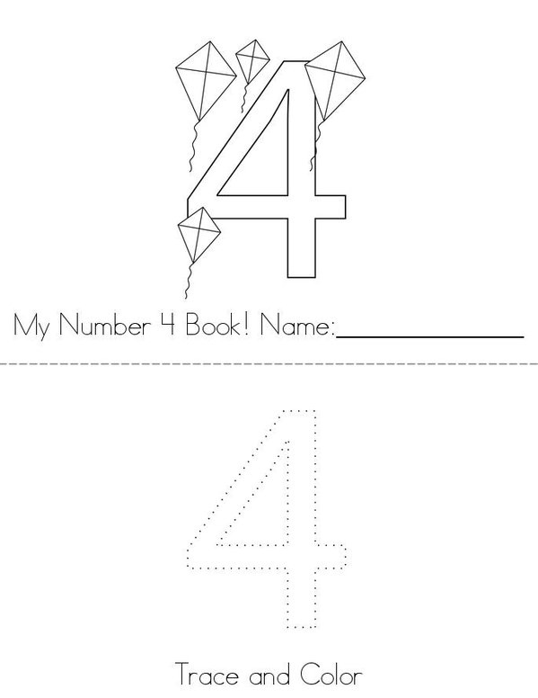Hello Number 4! Mini Book - Sheet 1