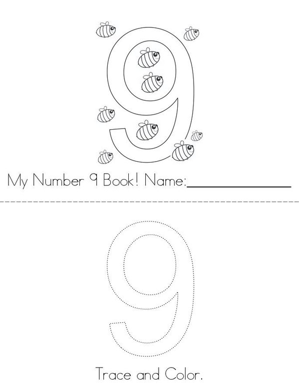 Hello Number 9! Mini Book - Sheet 1