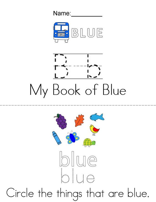 Blue Activity Book Mini Book - Sheet 1