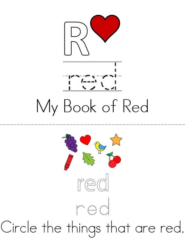 Red Activity Book Mini Book - Sheet 1
