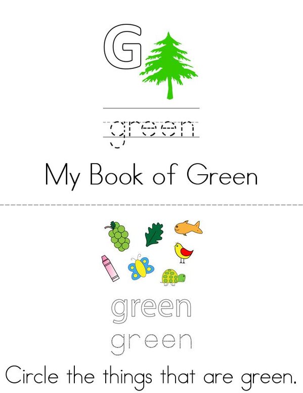 Green Activity Book Mini Book - Sheet 1